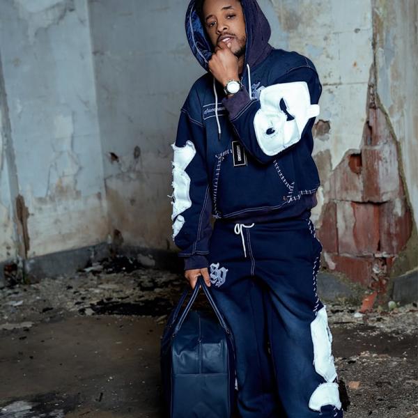 Custom Applique Reverse Embroidery Patch Logo Streetwear Pullover Vintage Half Zipper Acid Wash Distressed Tracksuits for Men