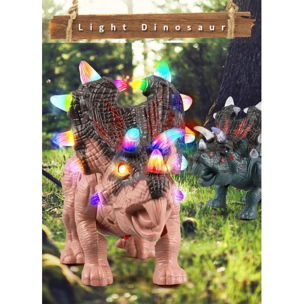 Finished Goods PVC Children's Toy Electric Dinosaur Triceratops with Sound and Light
