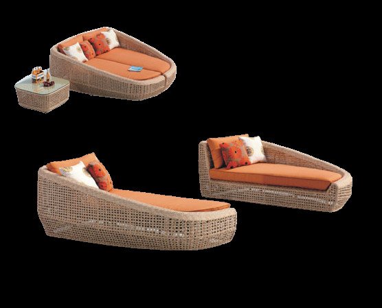 Outdoor rattan furniture rattan double daybed with 2 single daybeds---6085