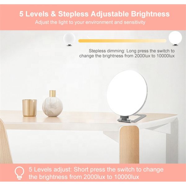 3000K to 6500K Color Temperature Led Phototherapy Light 5 Level Brightness Adjustable White Color Depression Therapy Lamp