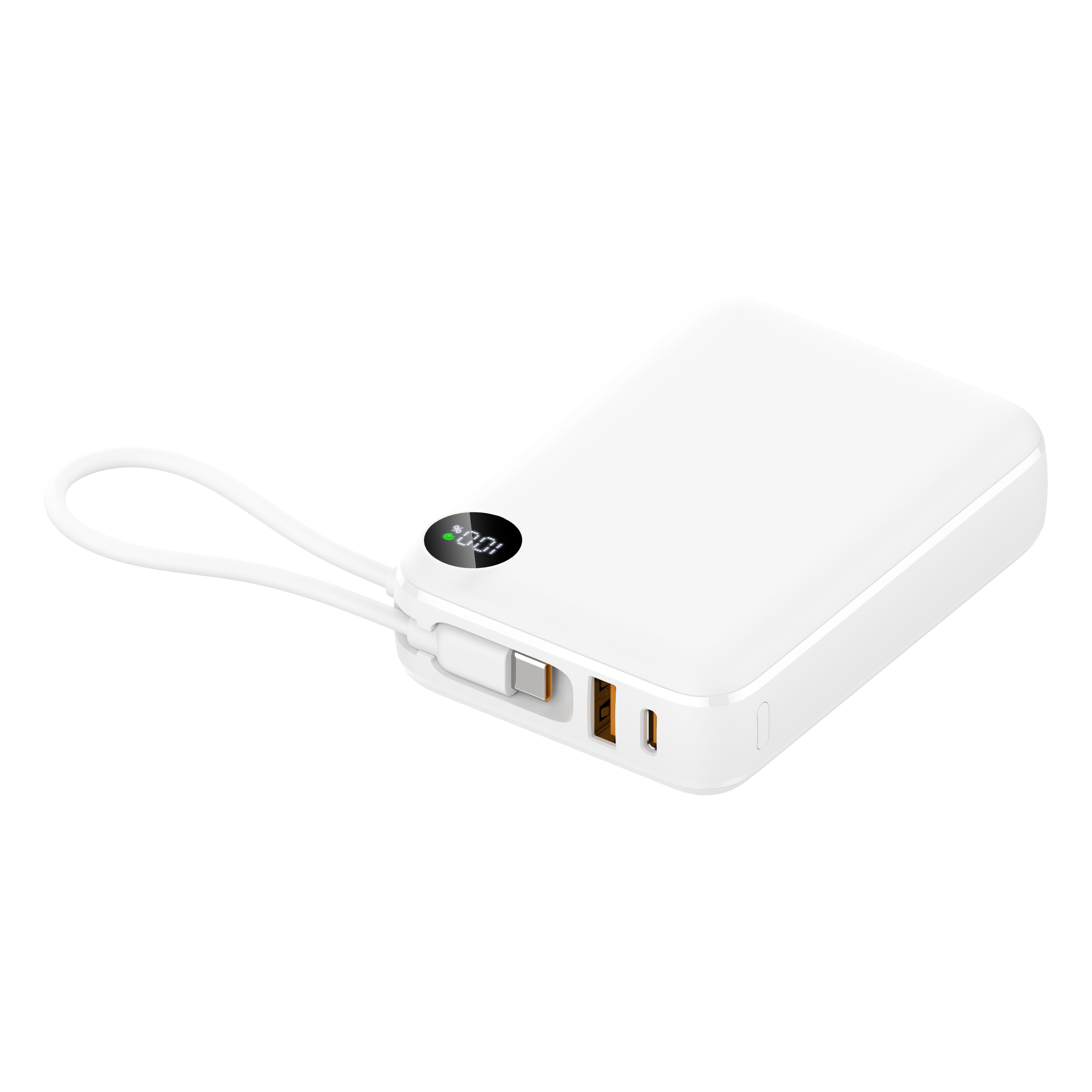 20000mAh High Capacity Fast Charging Power Bank, Built-in Type-C PD Input & Output Cable, Type-C Port & USB QC Output Port, Stylish Portable Design with LCD Digital Battery Display