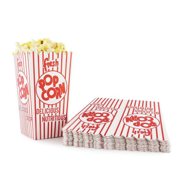 Recyclable Striped Red and White Popcorn Containers for Movie Theater Carnival Party
