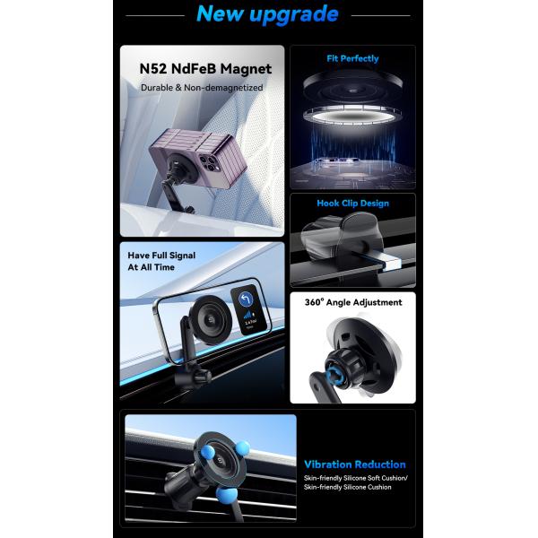 Essager ES-ZJ27 serie de cargadores de teléfono de ventilación de seguridad magnética para automóviles