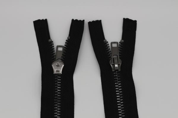 Black Separating Zipper For Jeans / Pants  , 22 Inch Chunky Open Ended Zips