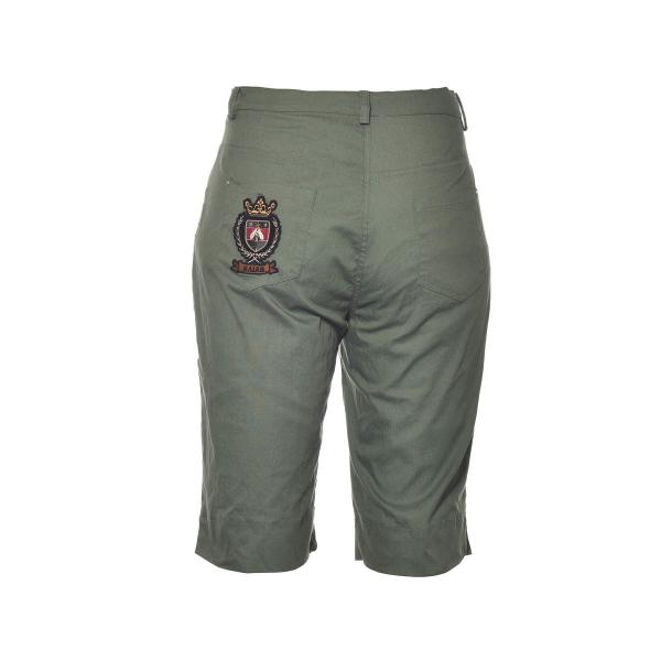 High Waist Cotton Women' Shorts  With Gold Button And Back Pocket Attached Logo Pattern