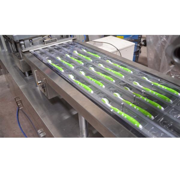 Three Toothbrush Blister Packing Machine Pneumatic With PLC Control