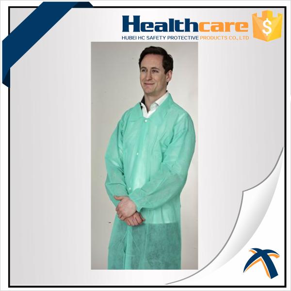Conformable Medical Disposable Laboratory Coats With Pocket Collar Knitted Anti - Fluid