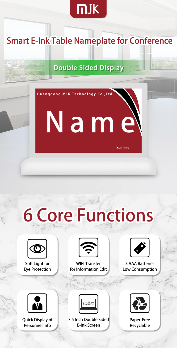 Smart Table Card with Tape Key Key E Ink System for Indoor Paperless Conference Seminar Summit Meeting for OEM & SDK App