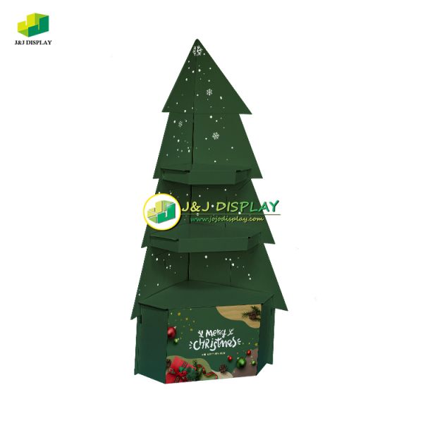 Christmas Tree POS Cardboard Floor Display Stand Foldable for Exhibition