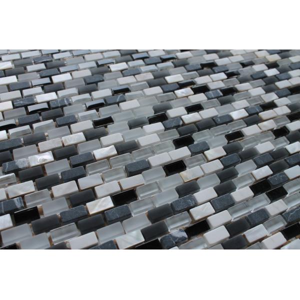 Recycled Black And White Glass Floor Mosaic Tile For Bathroom Remodeling