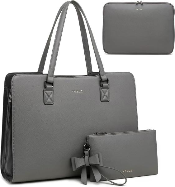 KEYLI 4PC SETS LAPTOP BAG FOR WOMEN LARGE LEATHER LAPTOP BRIEFCASE WITH USB CHARGING PORT COMPUTER SHOULDER TOTE BAGS PU