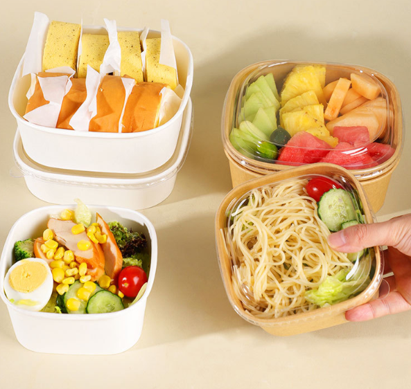 Thickened Leak Proof Kraft Paper Meal Box Eco Friendly Disposable Food Container Takeout Picnic