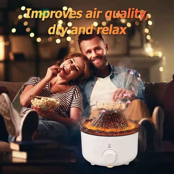 2 in 1 Flame Himalaya Salt Lamp Ultrasonic Essential Oil Diffuser Aromatherapy Diffuser Cool Mist Humidifier for Bedroom Office Yoga
