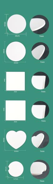 Non Slip Sublimation Ceramic Coaster Blanks With Cork Back 10cm And 10.8cm Size
