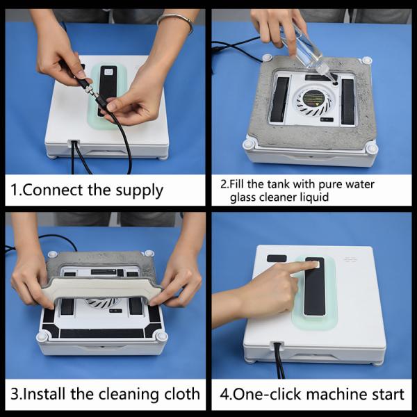 Intelligent Electric Glass Cleaning Robot for Thorough and Fast Cleaning in 3 Mins/m2