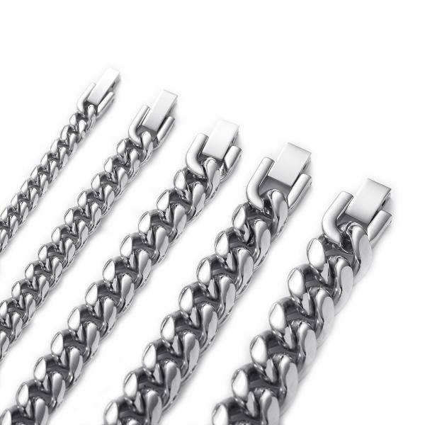 6mm 8mm 18k Gold Plated Stainless Steel Multi Sizes Chain Silver Cuban Link Chain