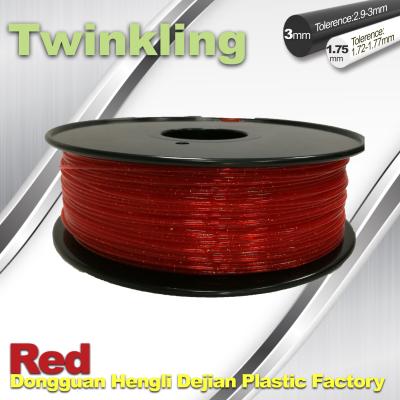 Filamento 1.75mm vermelho de cintilação 1.3Kg/rolo do filamento flexível 3mm da impressora 3D