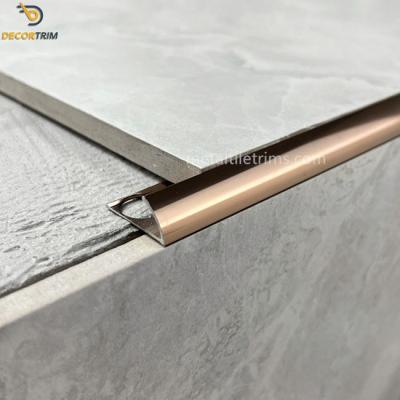 8mm 10mm 12mm Metal Tile Edge Trim Aluminum Curved Outside Corner