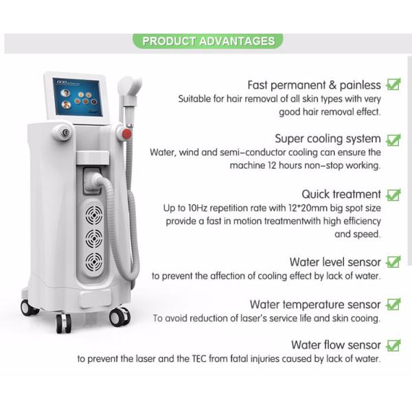 12*20mm Pigmentation Skin 808/810nm Professional Hair Removal Machine 10 Germany Laser Bars