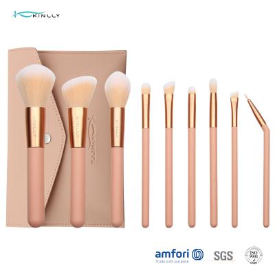 9pcs Plastic Handle Orange Makeup Brush Set With Poly Bag