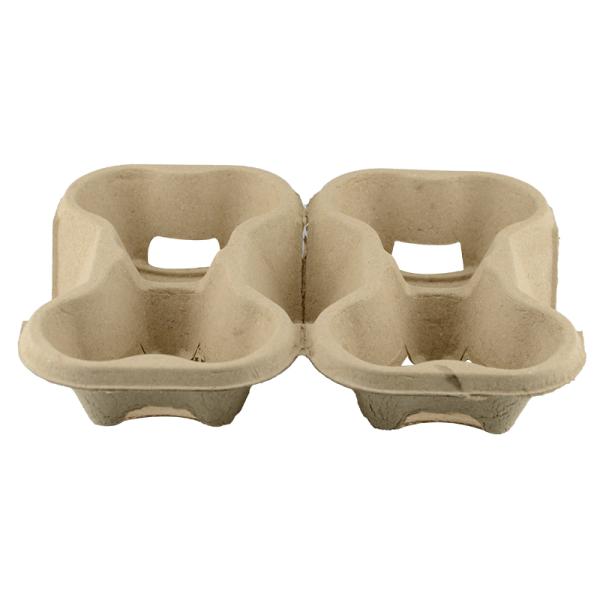 2 / 4 устранимых Biodegradable подноса несущей бумажного стаканчика, цвет держателей чашки естественный