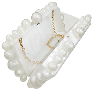 Transparent Shoulder Acrylic Bag Beaded Graceful Satchel Marble Wedding Party