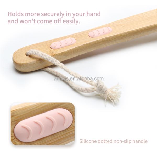 Abeis Sisal Vegan Fibra de Cisne Bristle Seca Escova de Banho de Escova de Escovação para Esfoliação e Massagem