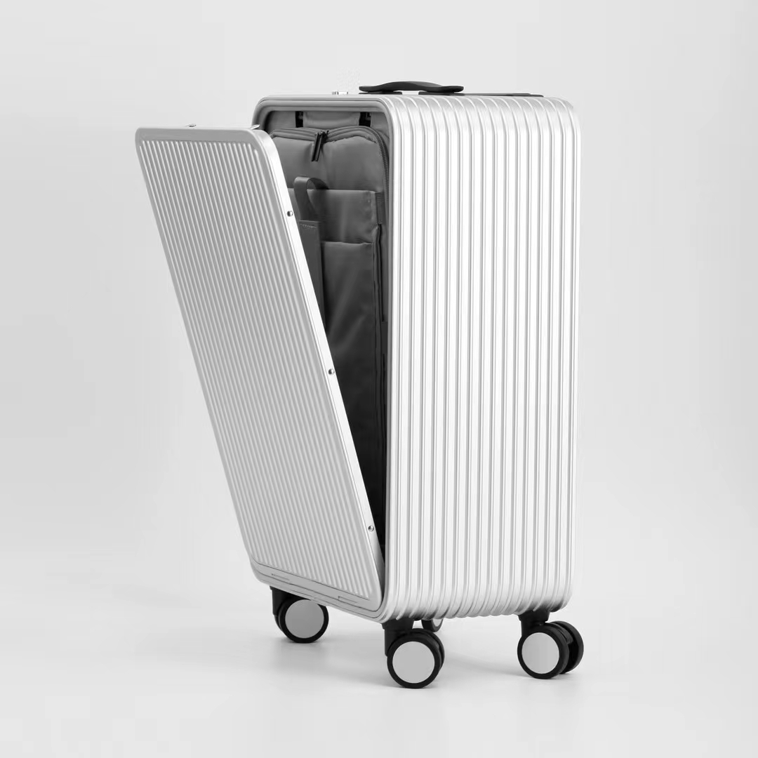 Unique Features Aluminum Luxury  Luggage Front Open Carts Large Carry-ons Cabin Trolley Suitcase Luggage