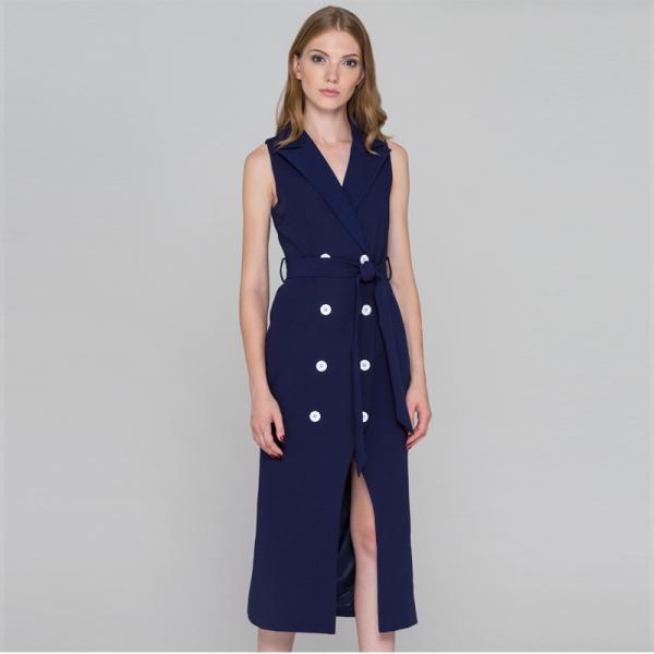  wholesale blue sleeveless blazer dress