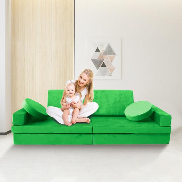 Machine Wash Green 10PCS Kids Play Couch Sofa 14KG For Toddlers