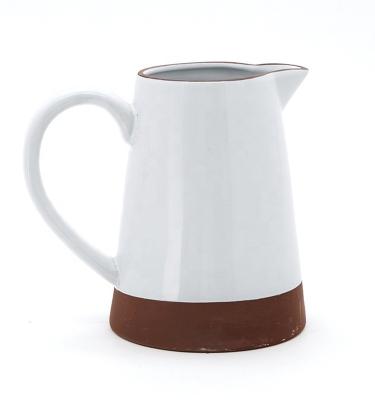White Ceramic Water Pitcher With Lid Custom Coffee Water Milk Pitcher Multicolored Manufacturing Jugs