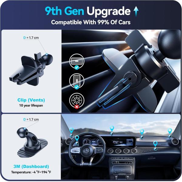 Magic Circle Pro 15W Автомобильное беспроводное зарядное устройство Телефонный держатель Быстрая зарядка с магнитом