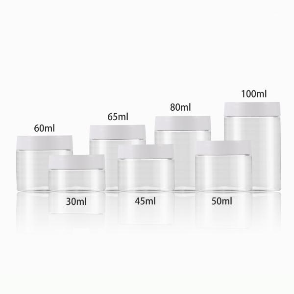 30ml 45ml 65ml ABS Clear Plastic Jars With Lids Mini Wide Mouth