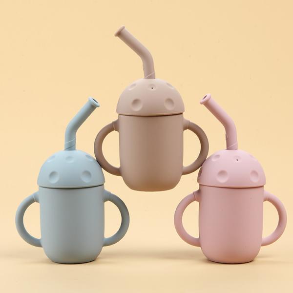 Smell Proof Silicone Straw Cup Non Plastic Unbreakable BPA Free With Lids