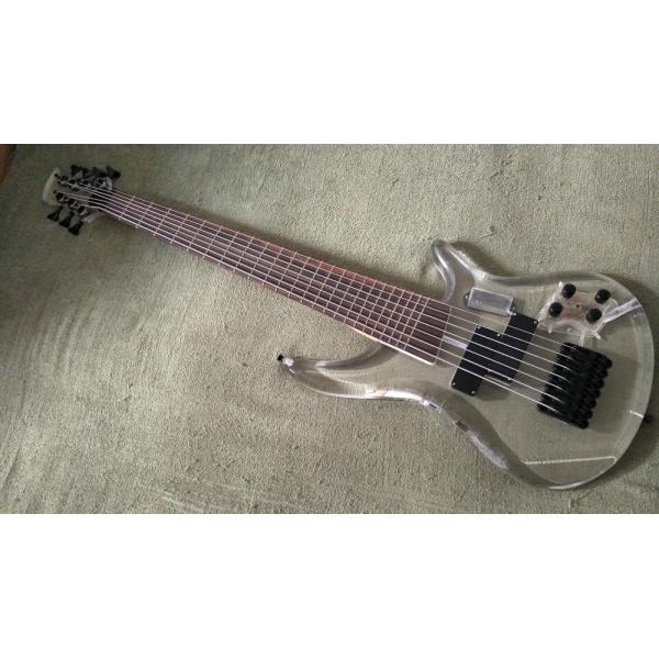 7 Strings Bass Guitar Limited Edition Clear Acrylic Body Rosewood fingerboard inlay Blue LED lamp Electric Bass Guitar