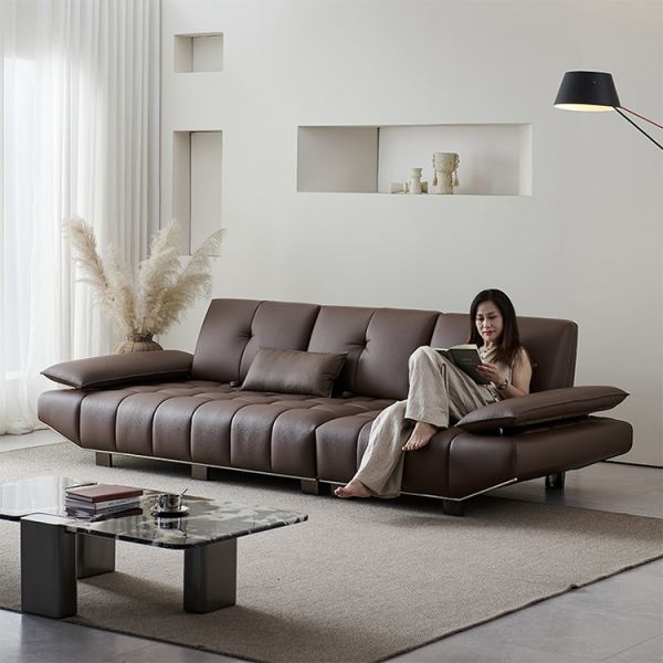Italian Luxury Living Room Sofa Minimalist Style Ultra-Wide Seat Removable Backrest Adjustment Convertible Luxury Sofa