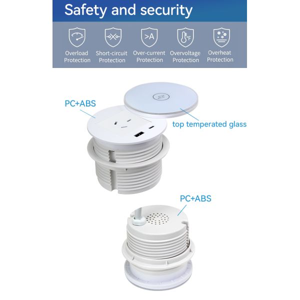 Rotary Fully Desk Grommet Power Outlet Recessed Strip SAA Certificated