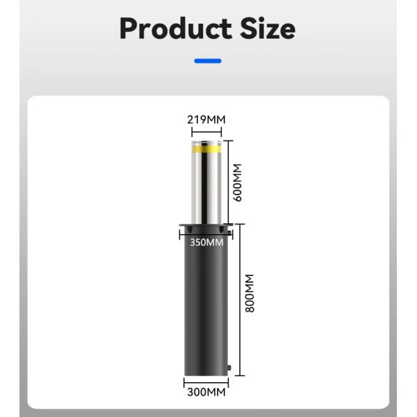 600 мм Высота подъема Гидравлический подъемный боллард Многоцветная отражающая полоса OEM Логотип напечатан