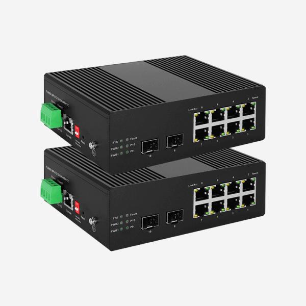 8 10/100/1000M RJ45 Ports Industrial Fiber Switch With 2 Gigabit SFP Slots