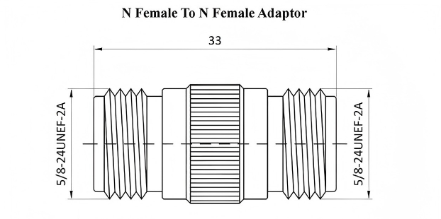 Brass Plated RF Adapter N Type Female to Female DC-6GHz Gold-Plated PTFE Insulator