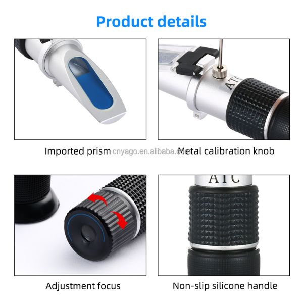 Handheld Wide-range 0-90% Brix Refractometer for Sugar Content Measurement in Food and Beverages
