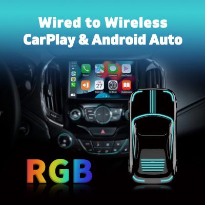 Wired To Wireless Android Auto Apple Carplay Colorful Light Randomly Switched For Car Accessories