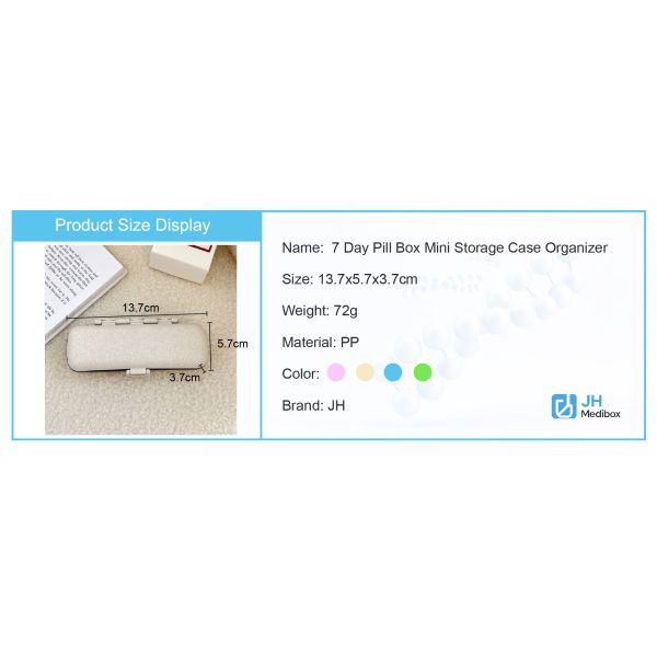 JH Medibox Customized Logo Wheat Straw Dispenser Container 7-Day Pill Box for Alzheimer Patients Medicine Case Promotion