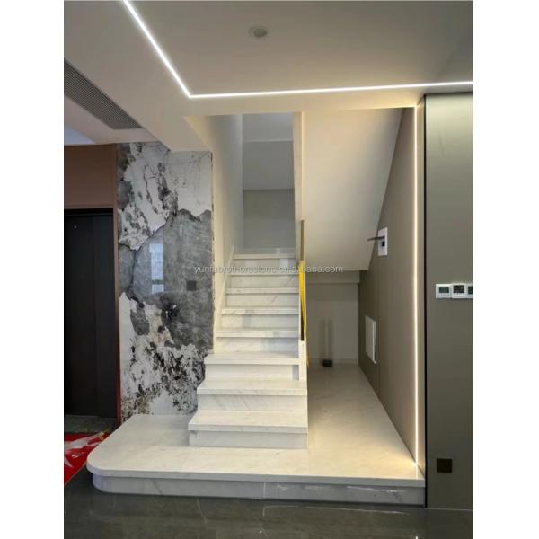 Indoor Villa Modern Natural Stone Stairs Design for Polished Straight Steps