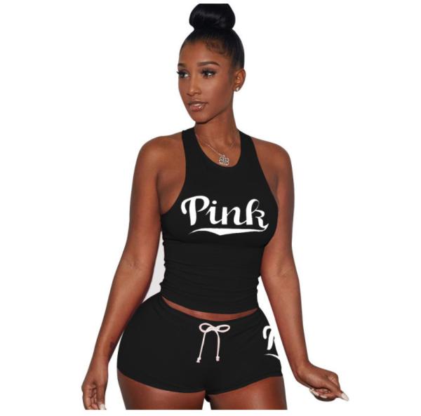 Letter Printing Yoga Tank Top Yoga Two Piece Set Sportswear Skinny Fit