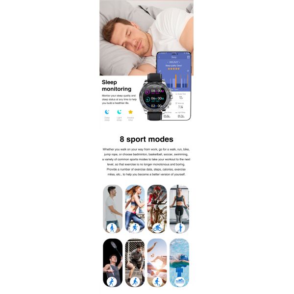 Eraysun Premium AW13 Business Smart Watch 1.28 Inch Waterproof Touch Screen Smart Watch for Men Sport Smart Watch