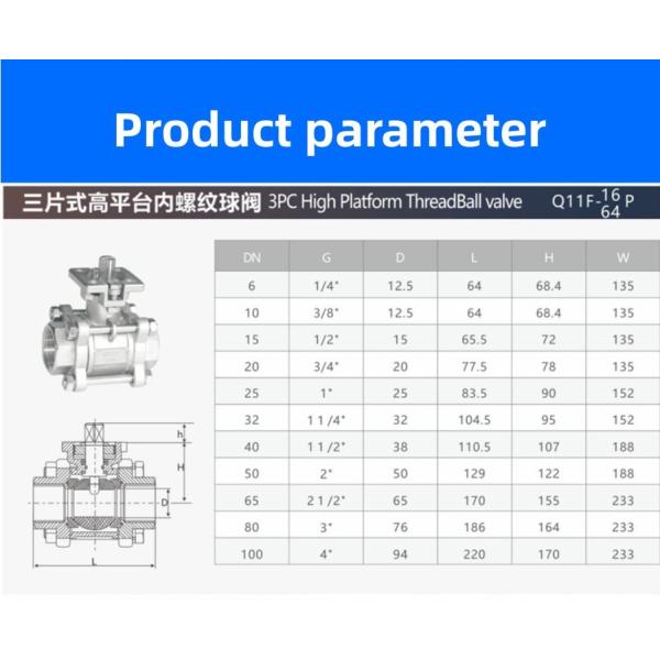 Ventilateur à bille en acier inoxydable 304 3PC pour la connexion et la commutation de fils
