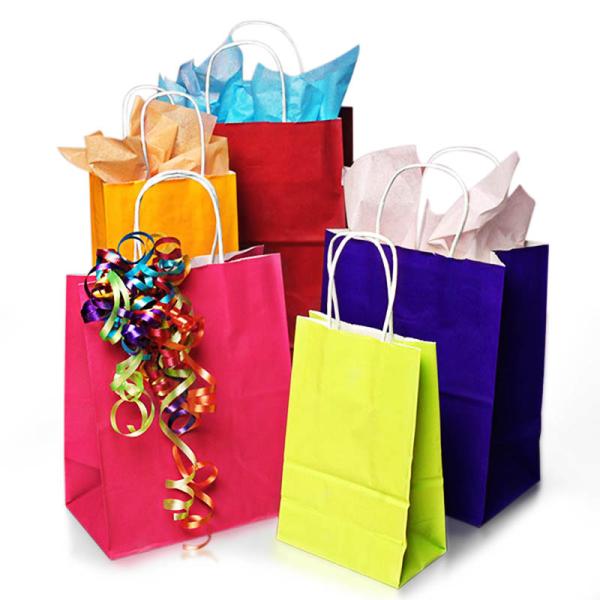 Matte Colored Custom Gift Bags , Paper Shopping Bags Ensuring Sealability
