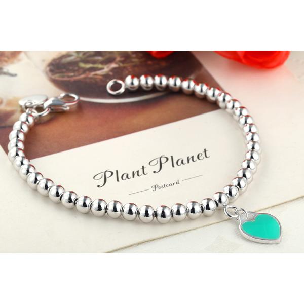 925 sterling silver bead chain enamel love bracelet wholesale
