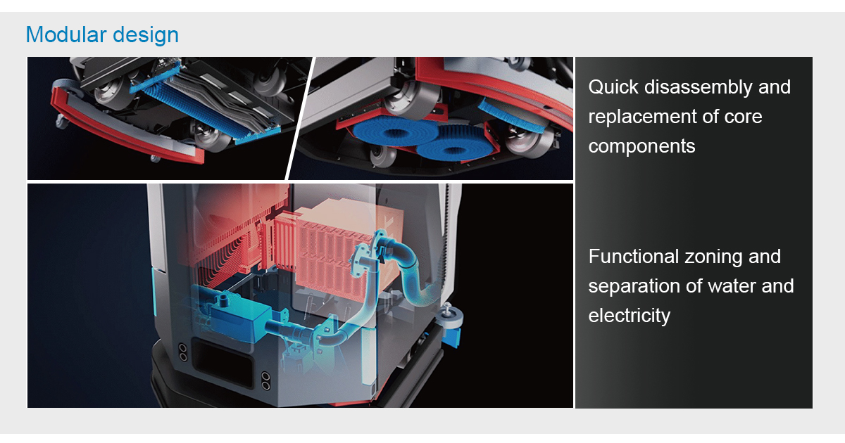 5-in-1 Smart Commercial Cleaning Robot 48V 30Ah Battery High Efficiency Autonomy Vacuuming Mopping Robot